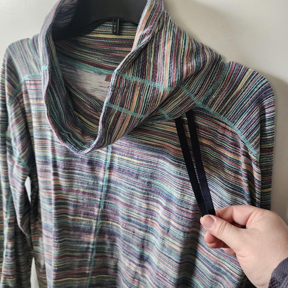 Thin sweatshirt, activewear from Talbots abstract thin stripes of purple teal